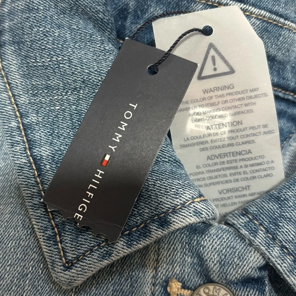 Tommy Hilfiger Light Wash Stretch Denim Jacket | Button Front Jean Jacket | XS